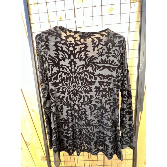 karen kane long-sleeve burnout velvet sheer crossover hem. top Goth Core XS Y2K - Picture 3 of 8